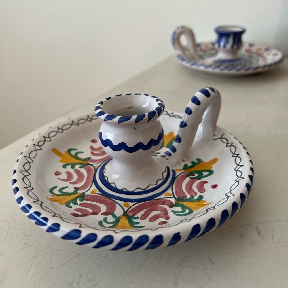Set of 2 decorative taper candle holders